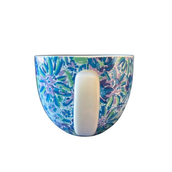 Lilly Pulitzer Coffee Cup Mug Hidden Lions Floral Blue Green Purple 3.25" X 4.25 - Picture 2 of 7